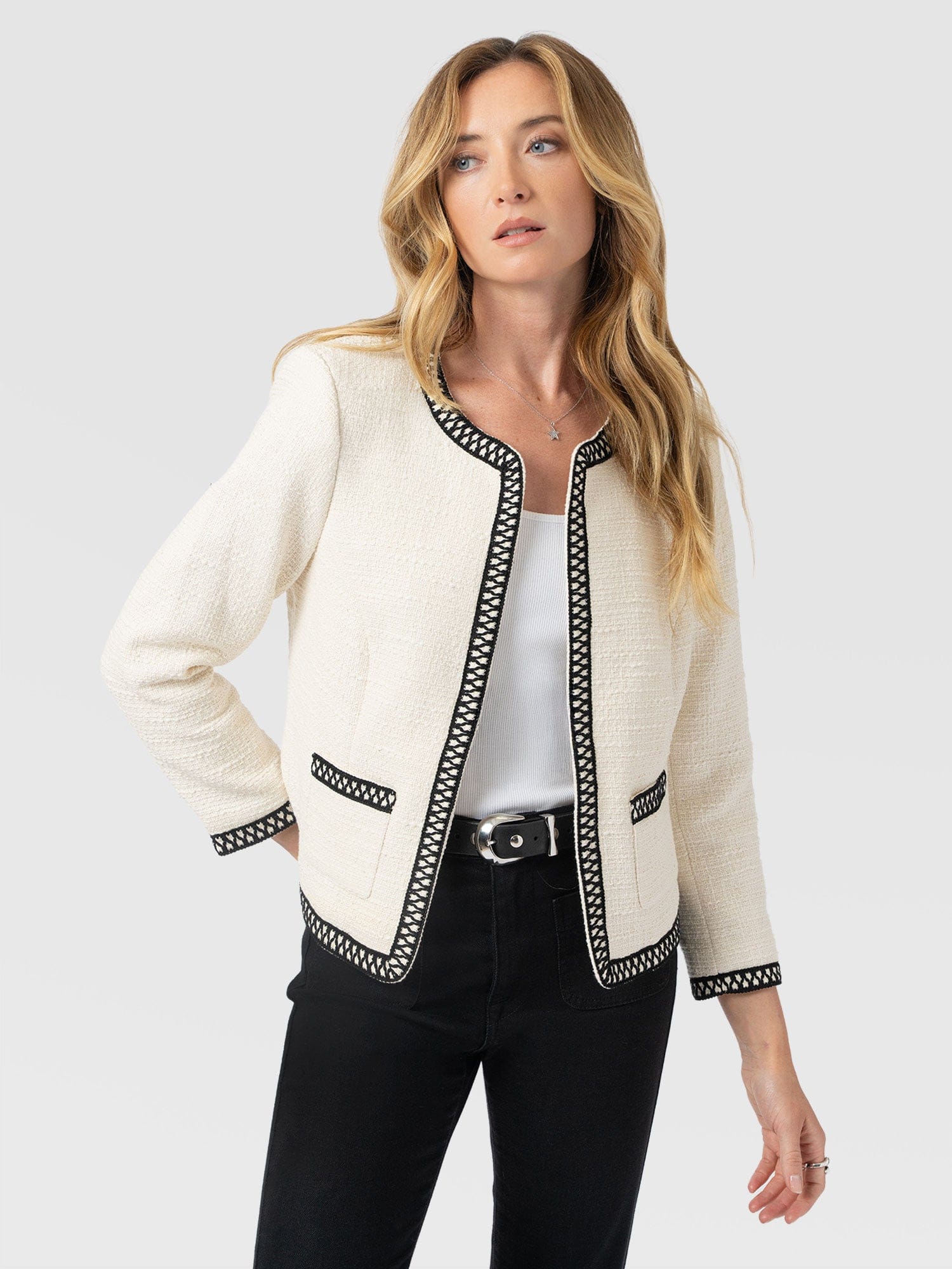 Rayner Jacket Cream/Black - Women's Jackets | Saint + Sofia® US